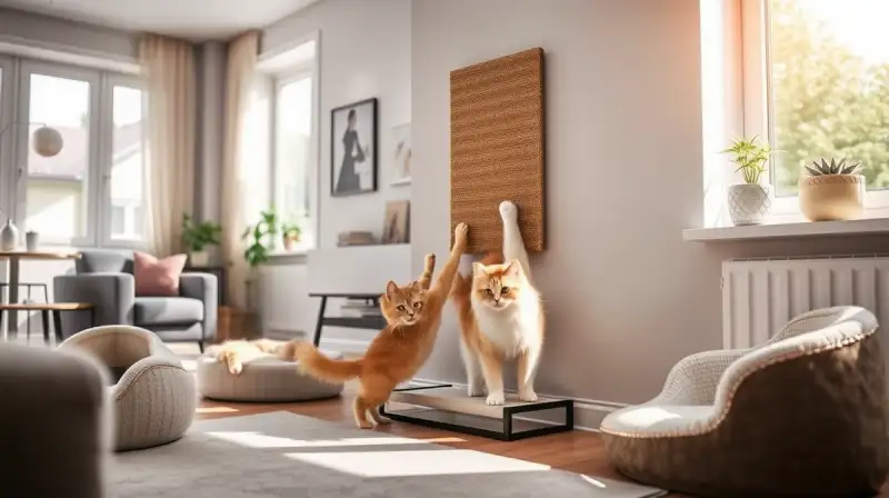 Katze kratzt an der Tapete