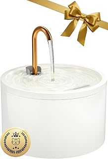 MISFANS Katzenbrunnen Keramik, Trinkbrunnen für Katze 2.1L, Leiser Wasserspender Katzen, Hygieni…