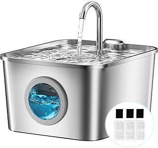 Katzenbrunnen Edelstahl Trinkbrunnen für Katze: 2,6L Katzentrinkbrunnen mit Kabel, Ultra leise W…