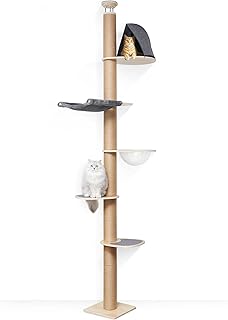 FUKUMARU Kratzbaum, 6 Etagen bis zur Decke reichender Katzenturm(280-300cm), wandmontierter Katze…