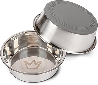 Rudelkönig Hundenapf Edelstahl – 2er Pack – 900ml Napfset – Rutschfester Hunde Fressnapf – Spül…