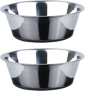 PEGGY11 Hundenapf aus Edelstahl mit rutschfestem Silikonboden, 2er Set, 1440 ml – Futternapf & …