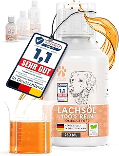 Lachsöl für Hunde Katzen &Pferde – natürliche Omega 3, 6 & 9 Quelle – für Gelenke Fell&Stoffw…