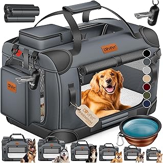 LOVPET® Transportbox Hund Katze Transporttasche XXL 92x64x64cm | Hunde-Tragetasche Faltbare Katz…