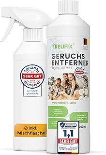 Treufix Geruchsentferner Konzentrat 1L | STARKER ENZYMREINIGER gegen Katzenurin, Hundeurin, Schwe…