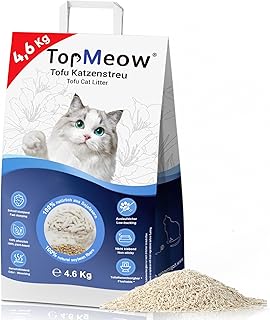 Tofu Katzenstreu 4,6 kg, Klumpende Katzenstreu aus Pflanzenfasern, Staubfrei und Leicht klumpend,…