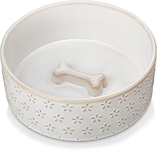 MALACASA Hundenapf aus Steingut, 1000 ml Futter- & Wassernapf Für Mittelgroße Hunde, Spülmasch…