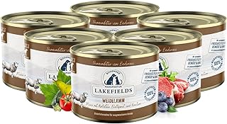 Lakefields Premium Hundefutter Nass | Lamm 60% | 6 x 200g | Getreidefreies Nassfutter für Hunde …