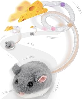 Migipaws Interaktives Katzenspielzeug, elektrisch rollende Migimaus mit wackelndem Schwanz,Intell…