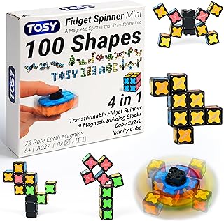 TOSY Magnet Fidget Spinner Mini – 8 Bausteine, 3-in-1: verwandelbarer Fidget-Spinner, Infinity-…
