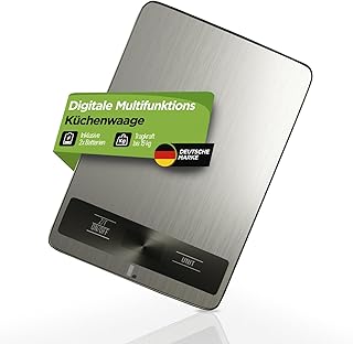 LUNARIA Digitale Küchenwaage 15 kg [PREMIUM] – hochpräzise Lebensmittelwaage aus Edelstahl/Ku…