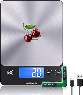 Digitale Küchenwaage, USB C Elektronik Küchenwaage, 15 kg Hochpräzise 1g/0.03oz Lebensmittelwa…