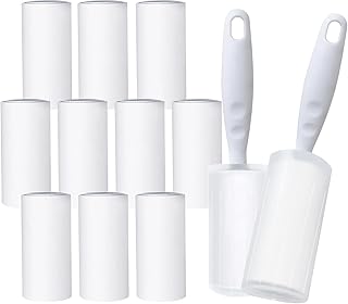 Fusselrolle 12 Rollen mit 2 Abroller 2 Staubschutzhülle, Extra Klebrige Fusselrolle Kleidung, Fu…