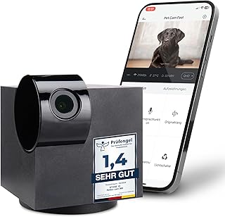 PetTec® Cam 360° Haustierkamera Hundekamera mit App [OHNE ABO-FALLE] – Katzen & Hunde Kamera Zu…