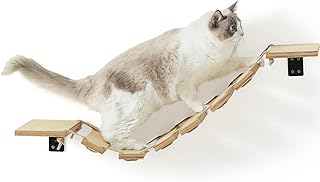 FUKUMARU Kletterwand Katzen, 32 cm Katzenbrücke und Katzenliege für DIY Catwalk, Katzenhängema…