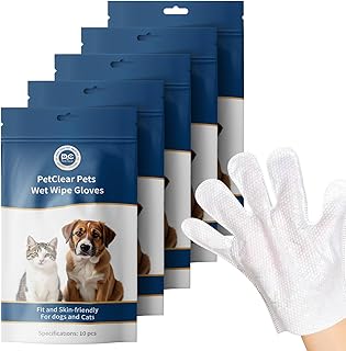 Einweg Feuchtreinigungshandschuhe für Hunde & Katzen, Beruhigend & Feuchtigkeitsspendend, Einfac…