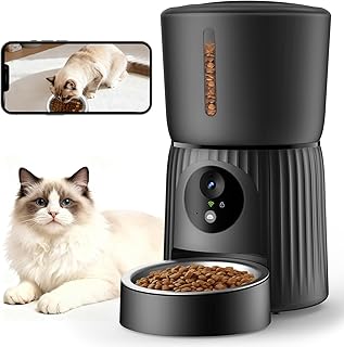 Faroro Futterautomat Katze mit WiFi, 1080P HD Video Katzenfutter Automat mit Nachtsicht, 4L Futte…