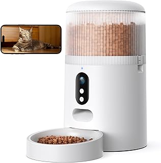 Faroro Futterautomat Katze WiFi, 3MP HD Video Katzenfutter Automat mit Nachtsicht, 4L Futterspend…
