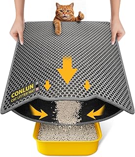 Conlun Katzenklo Matte, 58x42cm Waben Doppelschicht Katzenstreu Matte, Urin- & Wasserdichte Katze…