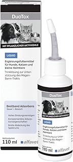 alfavet DuoTox Liquid – akut, Ergänzungsfuttermittel mit pflanzlicher Kohle und Bentonit, zur Un…