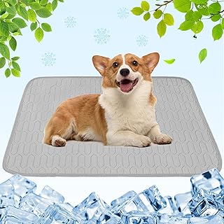Aitsite Selbstkühlende Hundematte 50x70cm, Kühlmatte Hund & Katze waschbar aus Eisseide, Kühld…