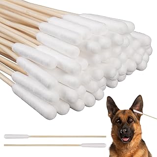 200 Stück Hunde Wattestäbchen Ohrreiniger, 15CM Holz Haustiere Ohrreiniger Wattestäbchen für …