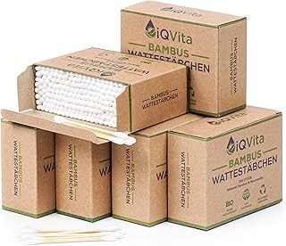 1200 Bambus Wattestäbchen (6 x 200 Stück) – 100% Plastikfrei, Biologisch Abbaubar, Vegan & Na…