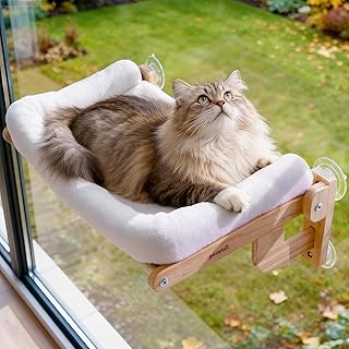 pecute 66x39cm Weiche Katzen Fenster Hängematte, Katzen Fenster Sitzstange Weicher Plüsch Faltb…