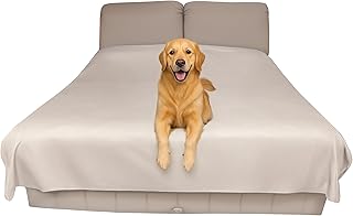 Wasserdichte Bettschutzauflage (extra große, 254 x 244 cm; beige) – Weiche, dünne und beidsei…