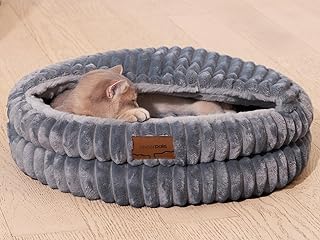 CheerPals Katzenbett mit Deckel 50cm, Waschbar Kuschelhöhle, Winterversteck mit Hochelastischer …