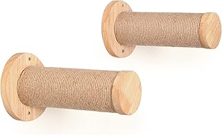 FUKUMARU Katzentreppe Wand, Kletterstufe (2er-Pack), massives Gummibaumholz, Ø 9 x L30 cm Sisal-…