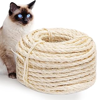 Abio Sisalseil für Kratzbaum 10mm 10m Sisal Seil 100% Natur Katzen Zubehör Haushalt Garten Deko…