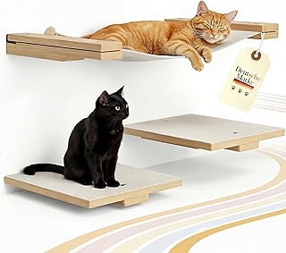 LUXOR Kletterwand Katzen Hängematte inkl. 2X Katzentreppe Wand & Befestigungsmaterial – Stabilit…