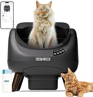 CATLINK Selbstreinigende Katzentoilette, Katzenklo XXL mit offenem Top-Design, 5 GHz WLAN, 12L Gr…