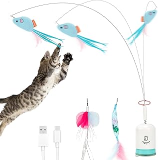 Migipaws Interaktives Katzenspielzeug mit starkem Saugnapf, 70 cm flexiblem Draht und DIY Biegede…