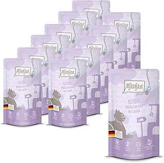 MjAMjAM – Premium Nassfutter für Katzen – Quetschie – Kitten vorzügliches Kalb mit Lachsöl, 12…