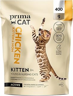 PrimaCat – Alleintrockenfutter mit Hühnergeschmack für Kätzchen und säugende Katzen, 400 g