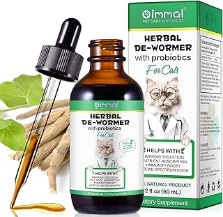 Wurmkur Katze 60ml, Entwurmungsmittel Katzen mit Probitika, Natürliche Katzenwurmer-Tropfen, Ver…