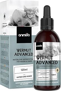 animigo Wermut Tropfen für Katzen & Hunde – 120ml Tropfen – 1+ Jahr Vorrat – Mit Wermut, Schwarz…