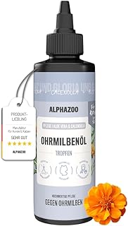 alphazoo Ohrmilbenöl für Katzen 100ml – sanfte, alkoholfreie Ohrenpflege mit Aloe Vera & Calend…