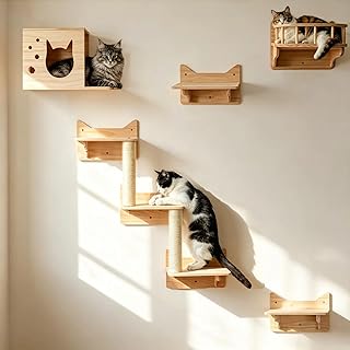 Kiefer Katzenwandrahmen Klettergerüst 9er Set Katzenwandmöbel, Katzenregale und Sitzstangen fü…