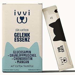ivvi Gelenk Essenz für Katzen – Schlecksnack mit Glucosamin, Chondroitin, Grünlippmuschel & L…