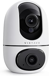 VIRTAVO XD1 WLAN Dual Kamera Überwachung Innen, 2 Ansichten Gleichzeitig, Ohne ABO, Smart Tracki…