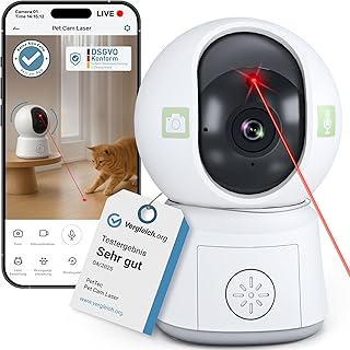 PetTec® Pet Cam Laser – Haustierkamera mit App [OHNE ABO-Falle] – Katzen Kamera Zuhause mit Bewe…