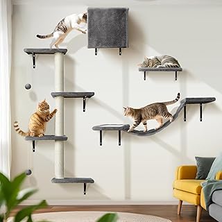 Kletterwand Katzen, Katzen Kletterwand Set, Katze Wandelemente, 10-Teiliges Stabiler Katzenmöbel…