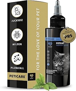 Peticare Anti-Parasiten Mittel für Katzen | gegen Milben Flöhe Pilze | lindert effektiv Juckrei…