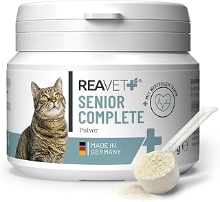 ReaVET Senior Complete Pulver für ältere Katzen – zur Unterstützung der Herzfunktion, Vitali…