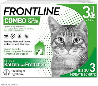FRONTLINE Combo Katze gegen Zecken, Flöhe & Haarlinge (für Jede Größe & Gewicht) – 3X Pipette…
