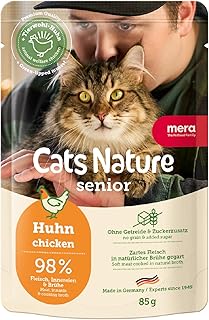 MERA Cats Nature Huhn Premium Senior Katzenfutter Nass 12x85g | ohne Zucker und Getreide & nieren…