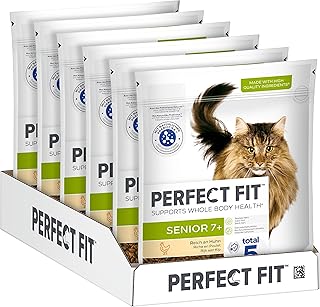 PERFECT FIT Senior Trockenfutter für ältere Katzen ab 7 Jahren – Huhn, 750g (6 Beutel)
